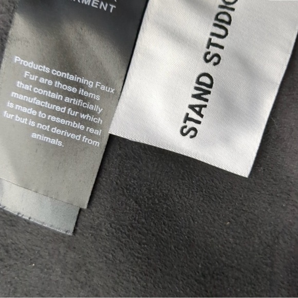 Stand Studio Gwen Faux Shearling Fur Oversized Coat Black - Picture 7 of 7